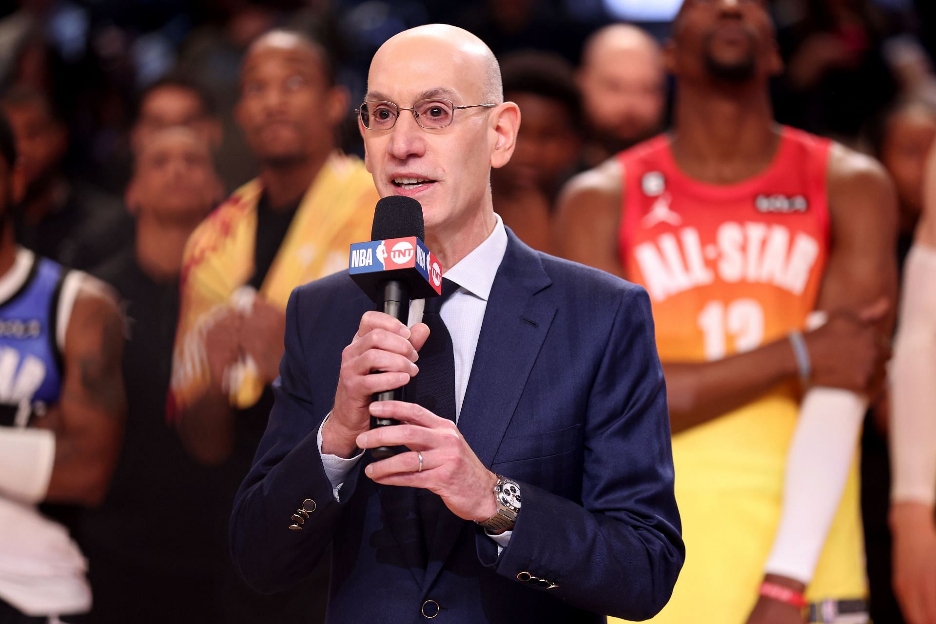 Adam Silver held a press conference during the 2023 All-Star break (Image via Getty Images)
