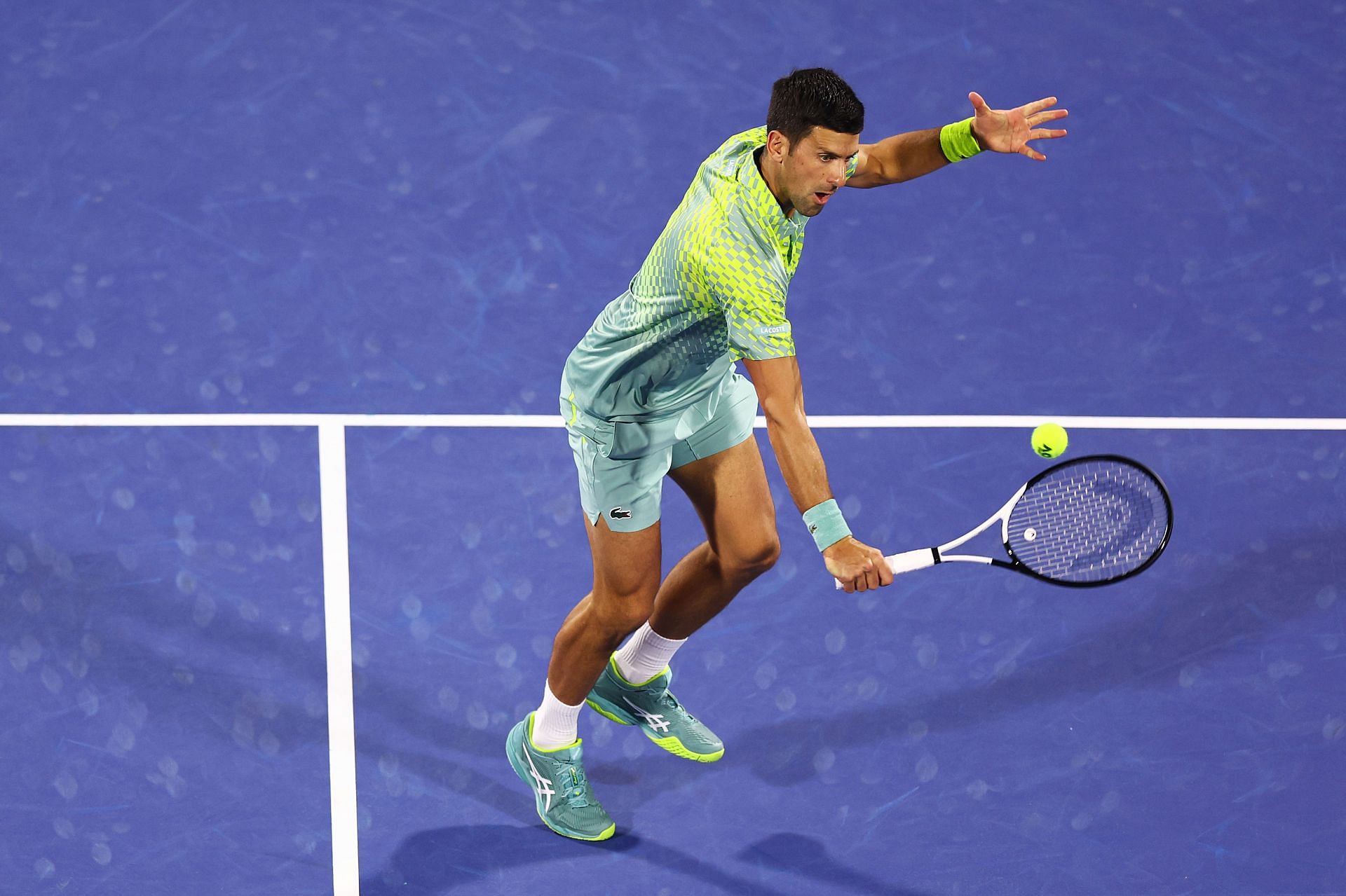 Novak Djokovic in action at the Dubai Tennis Championships