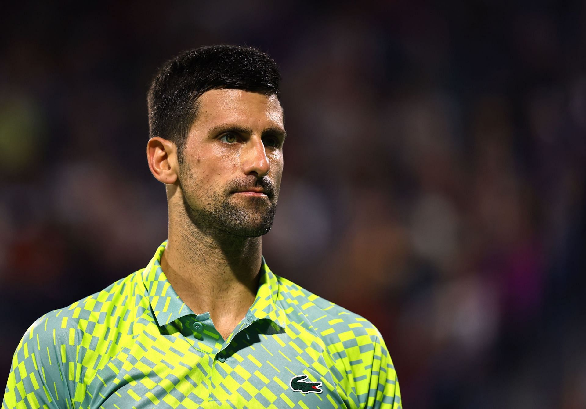 Novak Djokovic pictured at the 2023 Dubai Duty-Free Tennis Championships.