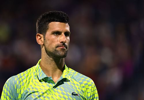 Novak Djokovic pictured at the 2023 Dubai Duty-Free Tennis Championships.