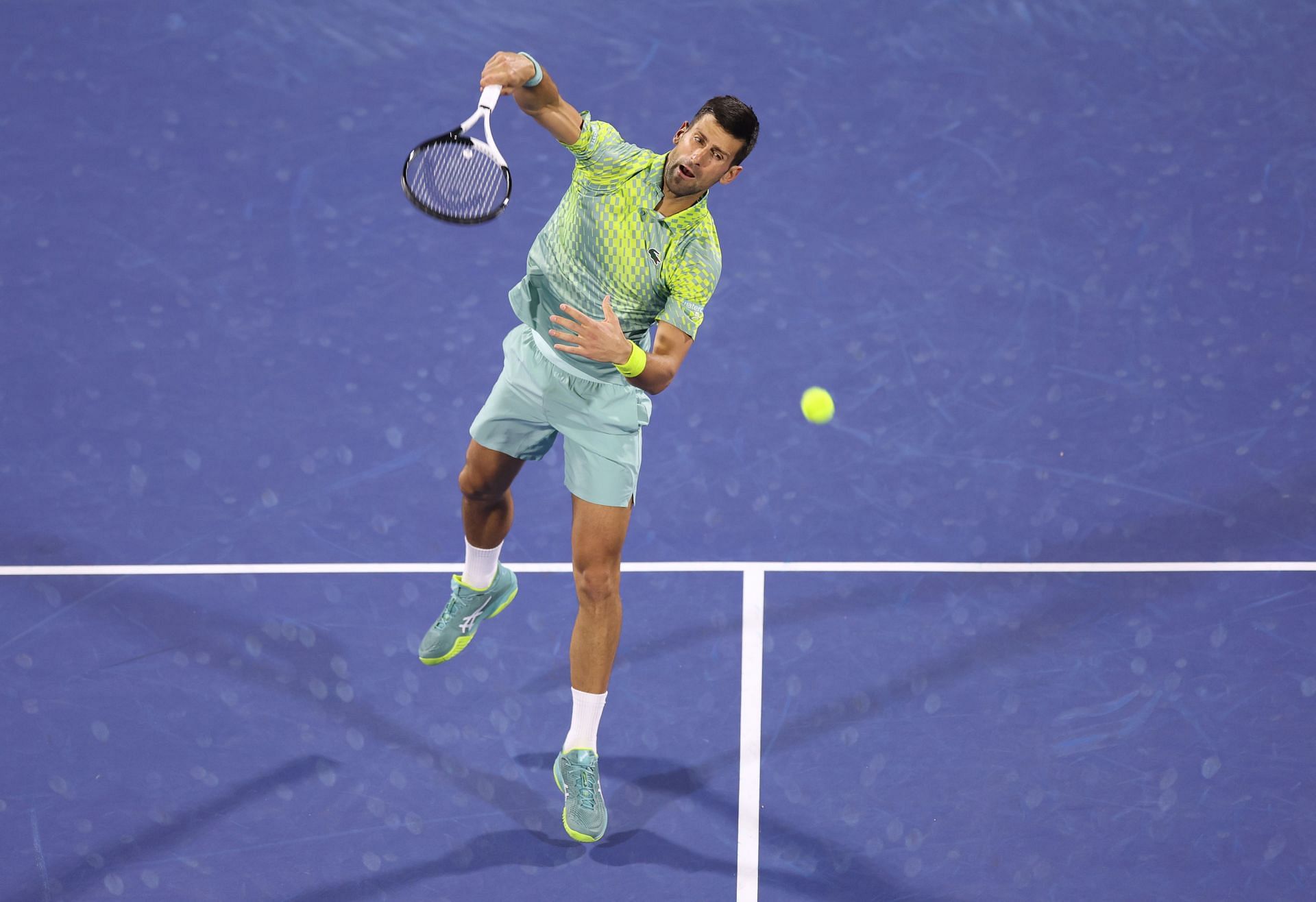 Novak Djokovic in action in Dubai