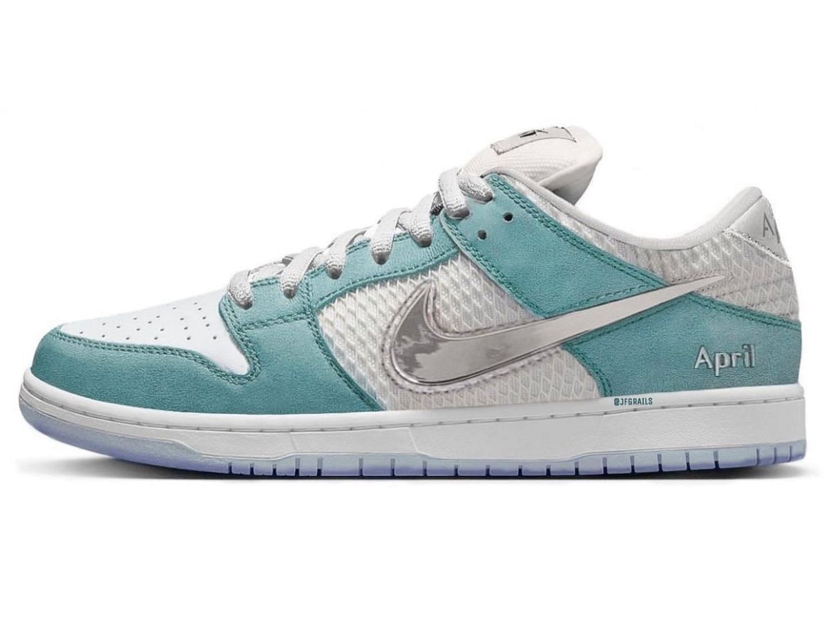 Here&#039;s a detailed look at the upcoming collab Nike SB Dunk Low sneakers (Image via Instagram/@jfgrails)