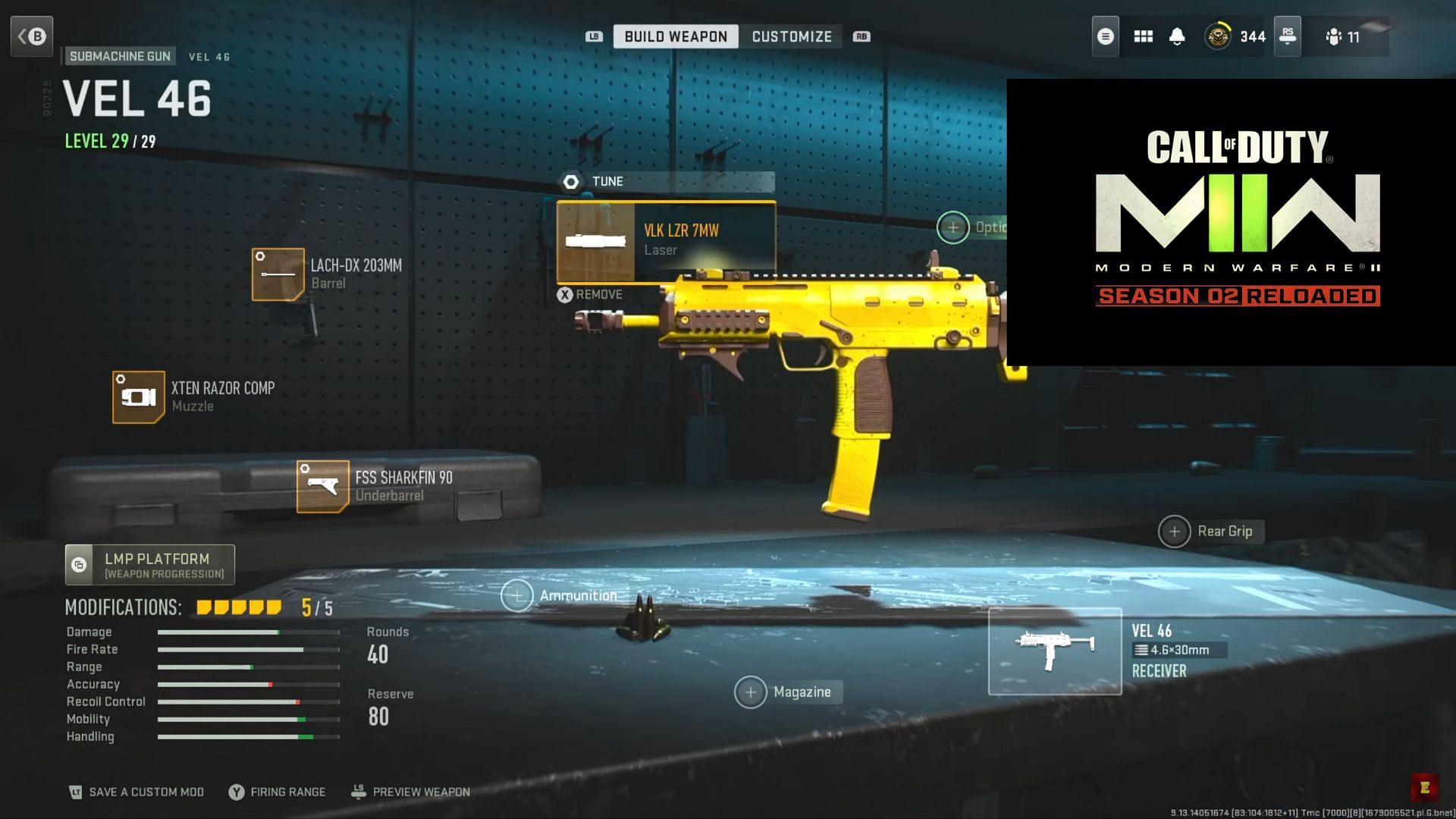 VEL 46 loadout in Modern Warfare 2(Image via Activision and YouTube/Ears)