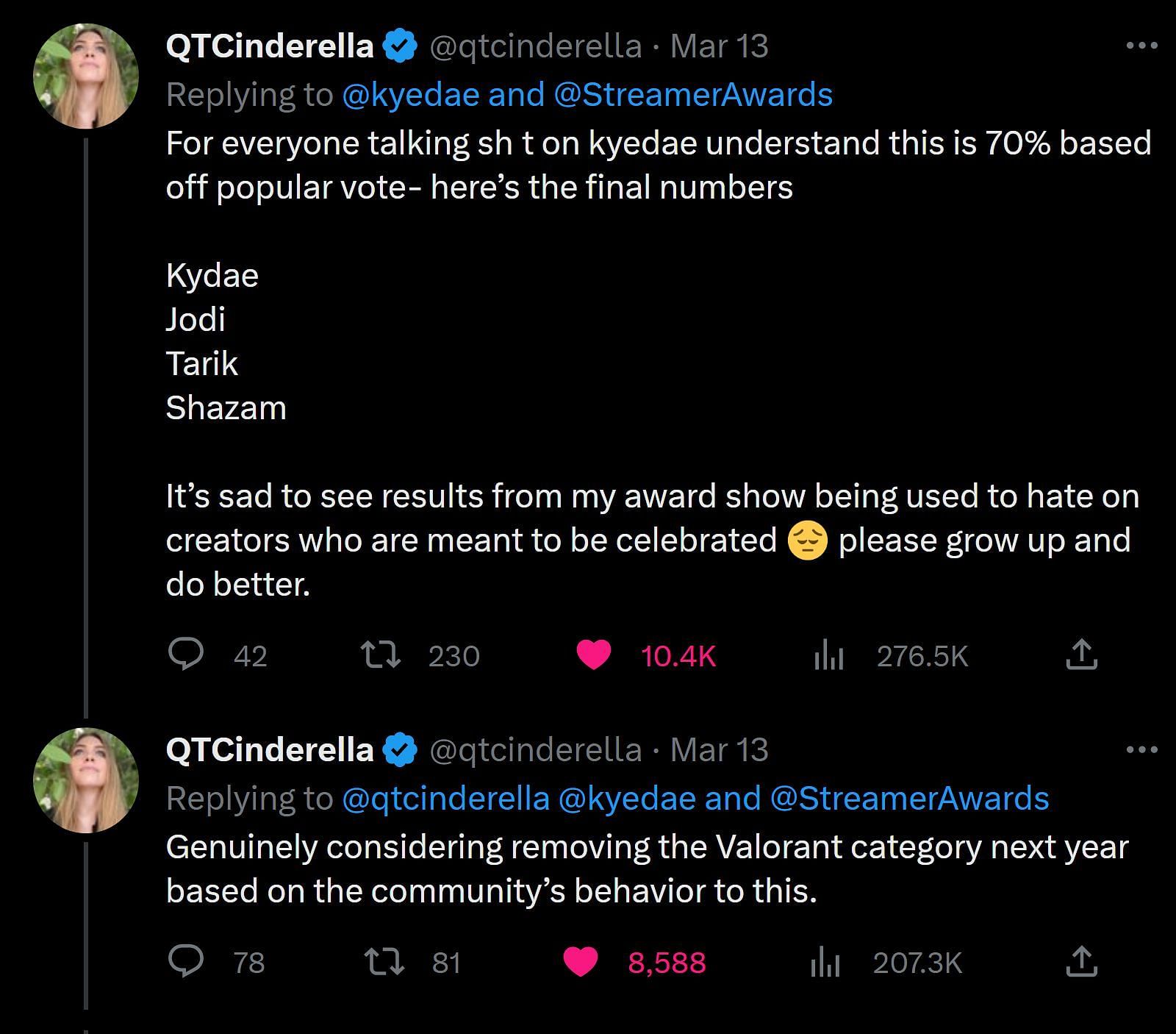 QTCinderella to take social media hiatus after negative comments about  Streamer Awards - Dot Esports