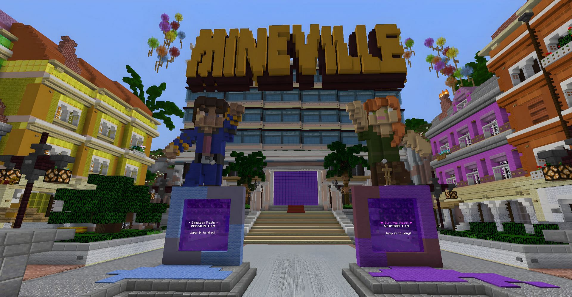 MineVille is a great server for beginners (Image via Mojang)