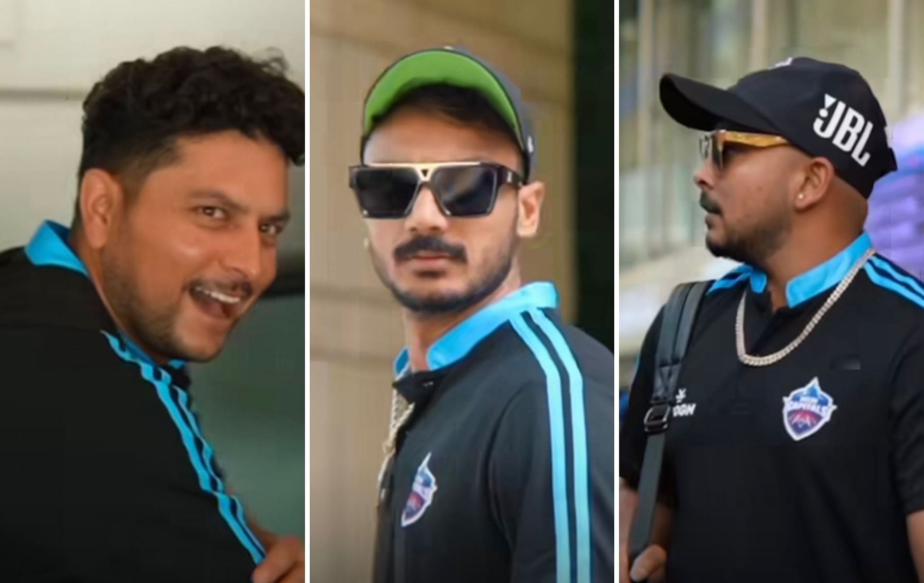 (L to R) Kuldeep Yadav, Axar Patel and Prithvi Shaw. (Pics: Instagram)