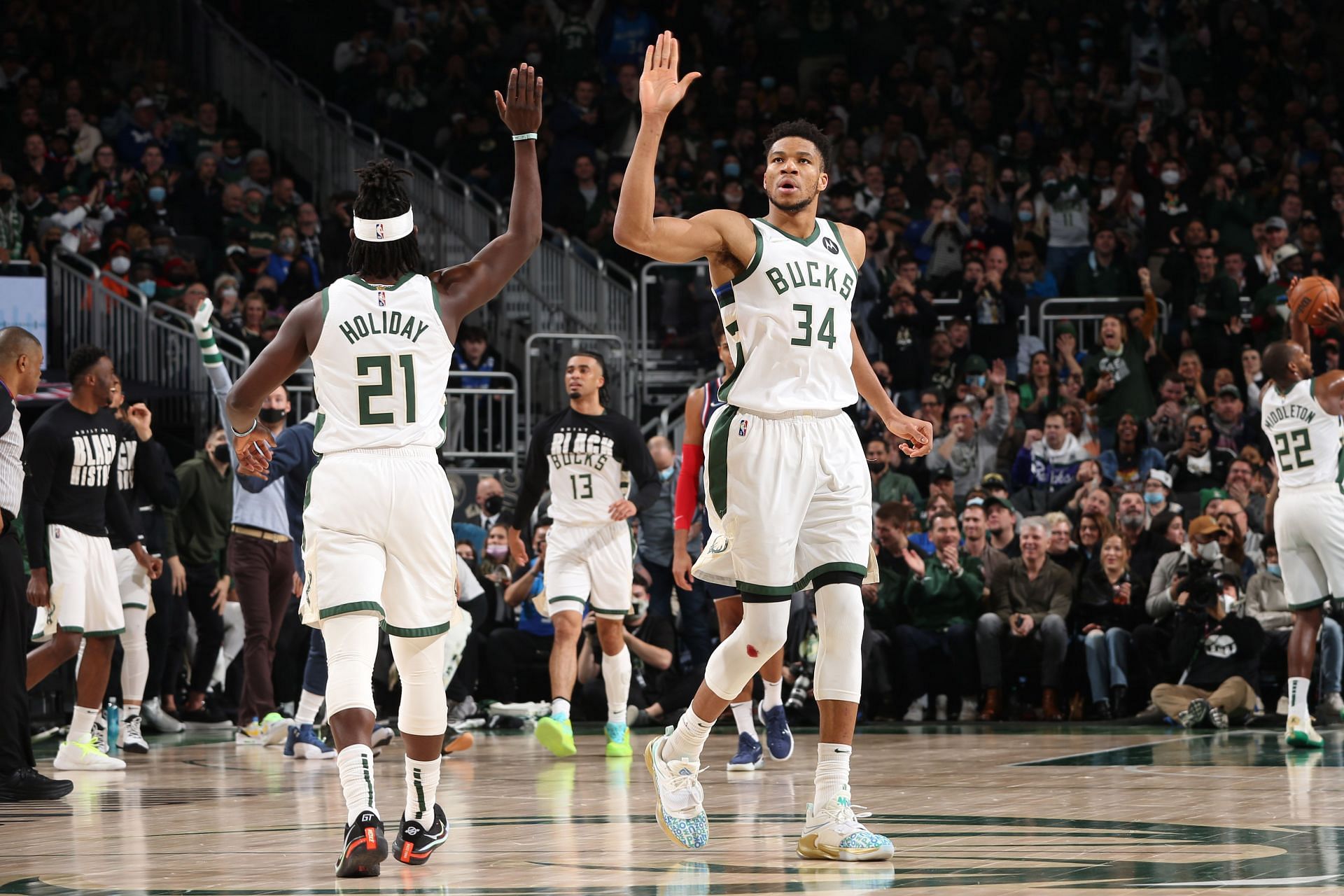 Milwaukee Bucks stars Jrue Holiday and Giannis Antetokounmpo