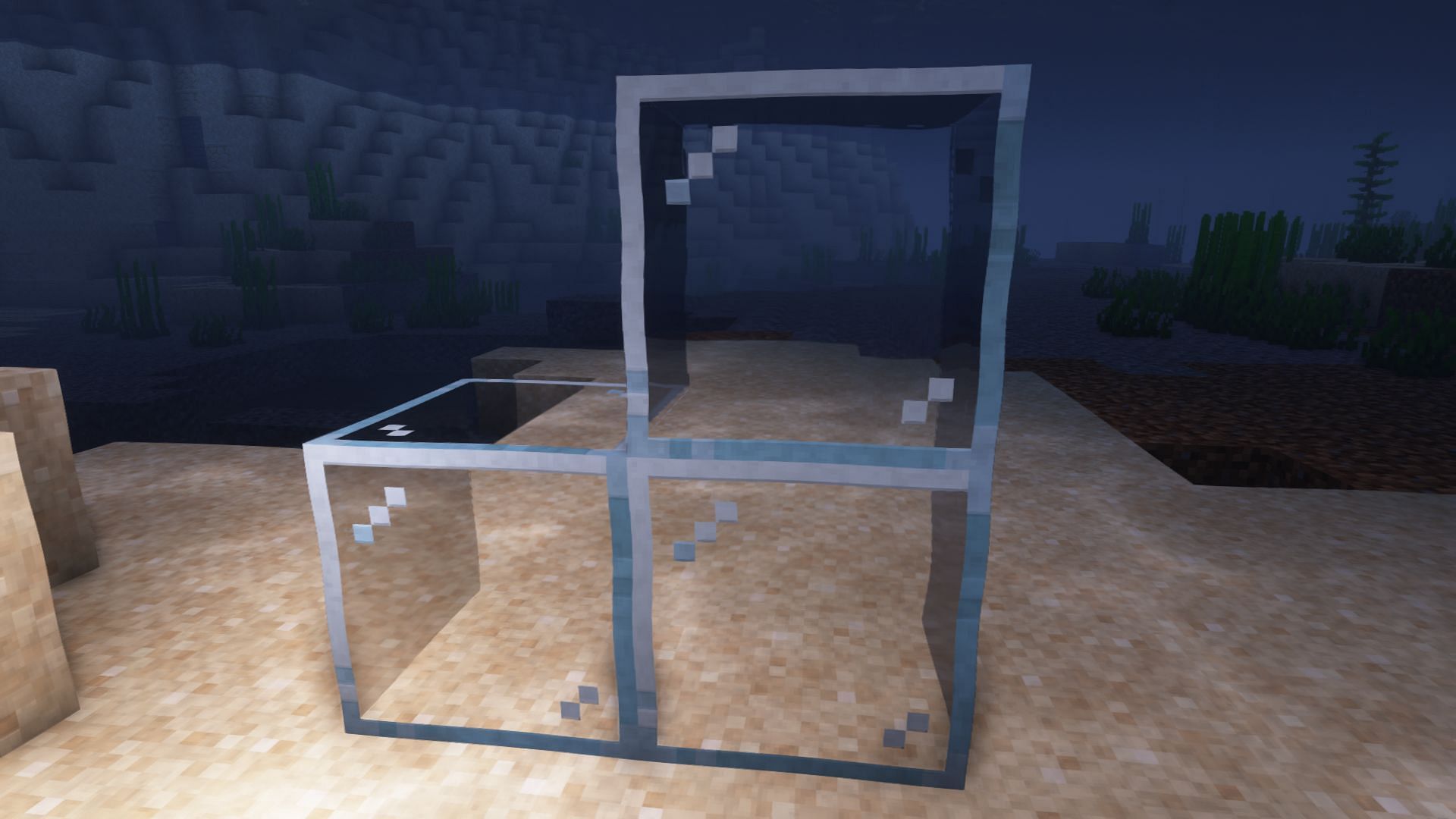 Glass allows players to look around the underwater world from their underwater build in Minecraft (Image via Mojang)