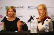 Martina Navratilova and Chris Evert ahead of the 2016 WTA Finals in Singapore.