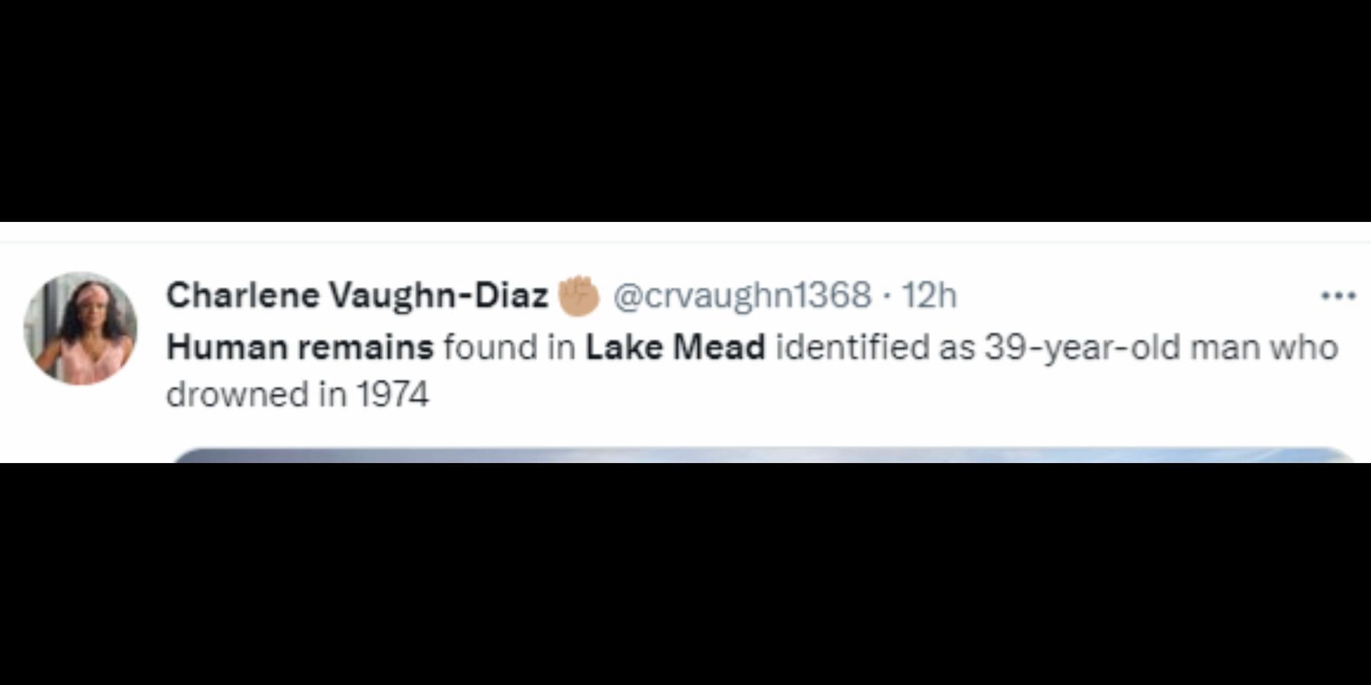 Skeletal remains found in Lake Mead was identified as a 39-year-old man from 1974 (Image via Twitter/@crvaughn1368)