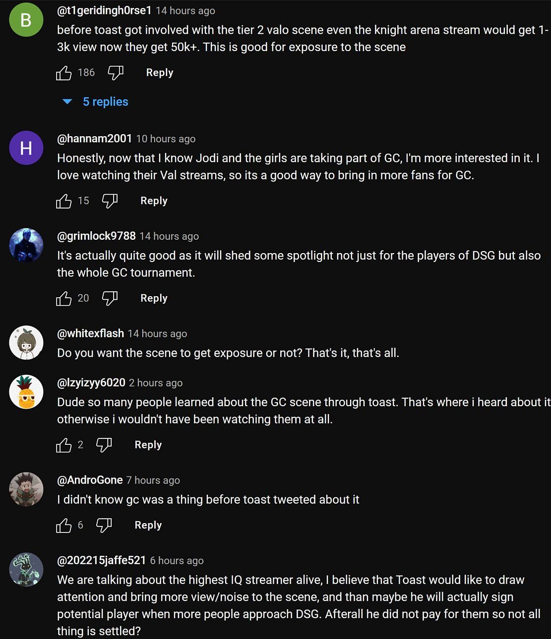 Fans in the YouTube comments section reacting to the streamer&#039;s clip (Image via POG Highlights/YouTube)