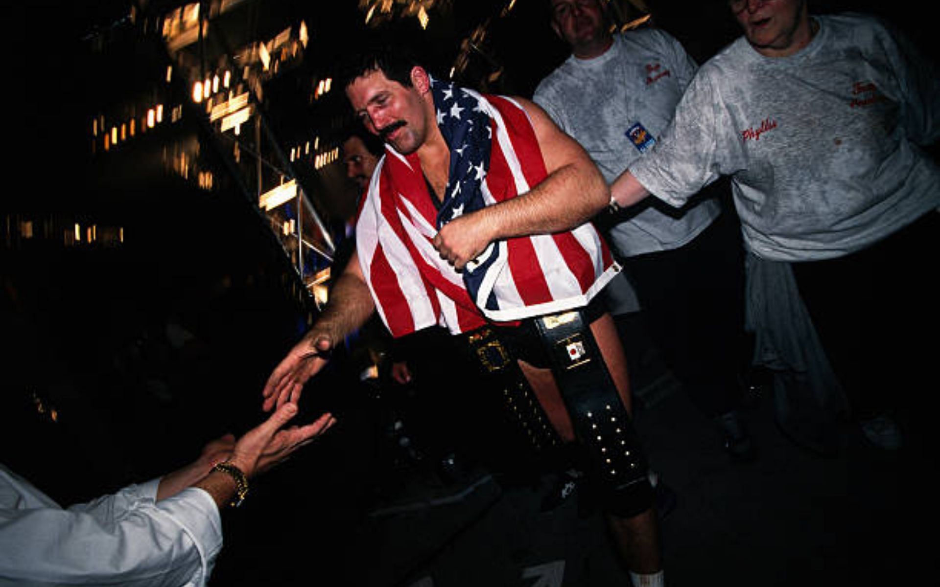 Dan Severn after winning UFC 5 [image courtesy of Evan Hurd/Sygma/Sygma via Getty Images]