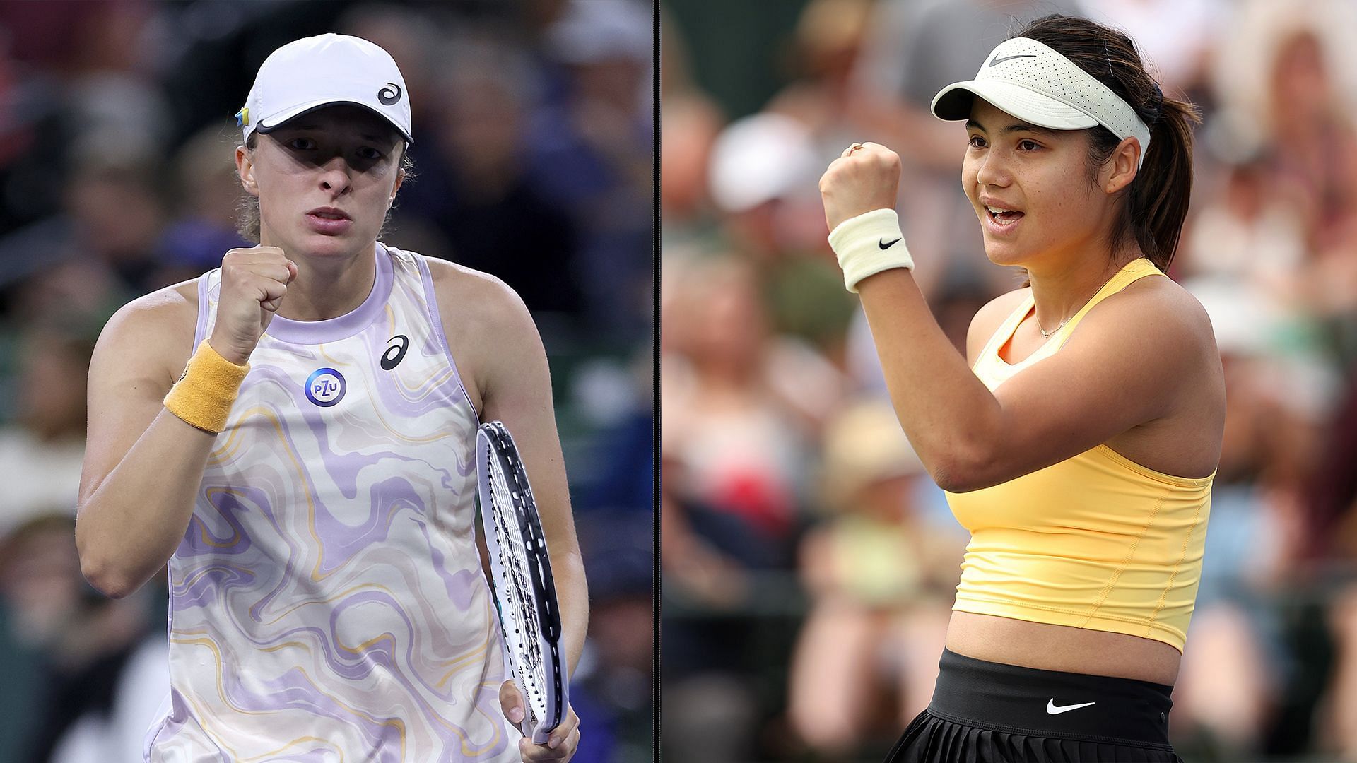 Iga Swiatek (L) and Emma Raducanu are set to meet in the fourth round of the 2023 BNP Paribas Open.