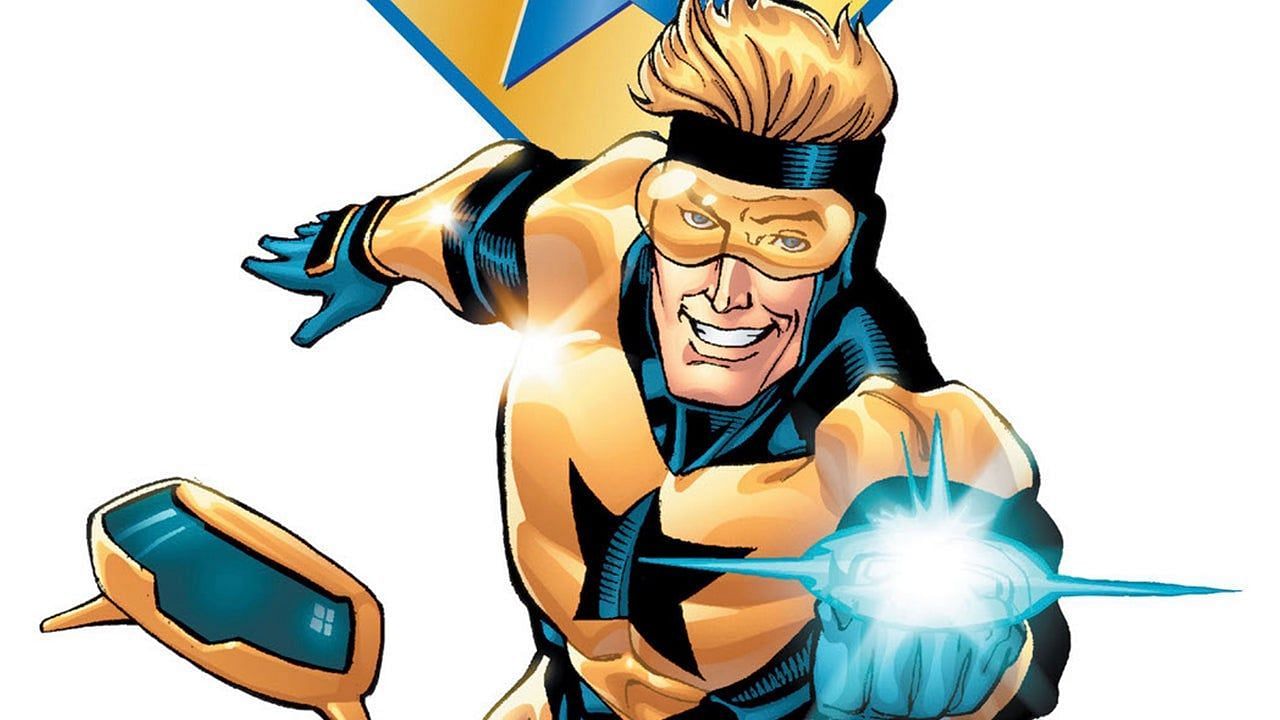 From zero to hero: Booster Gold&#039;s time-traveling antics would fit right in with the quirky characters of the other superhero universe (Image via DC Comics)
