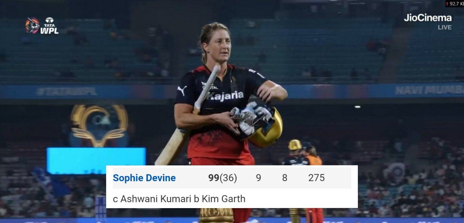 Sophie Devine after scoring 99 off 36 balls.