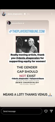 Denis Shapovalov's Instagram story