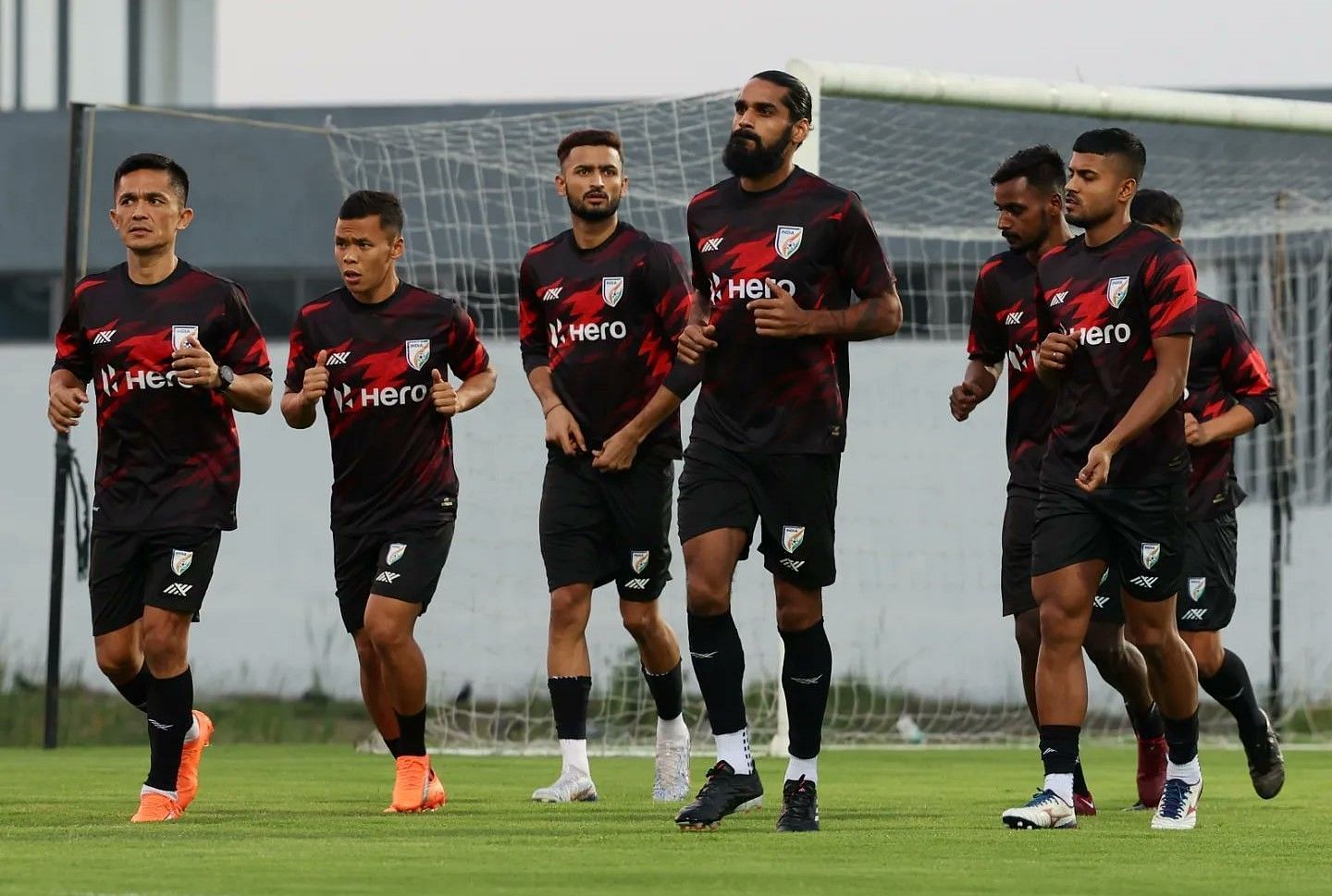 Indian players training ahead of their clash against Myanmar.