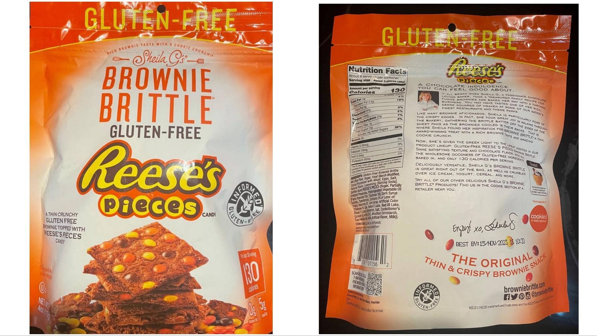 the recalled Gluten-Free Reese&rsquo;s Pieces Brownie Brittle was sold through major retailers across the United States (Image via FDA/Second Nature Brands)