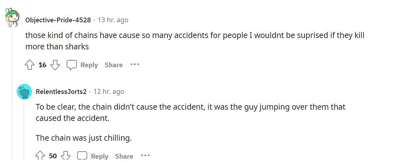 User compares the streamer&#039;s accident to sharks (Image via Reddit)