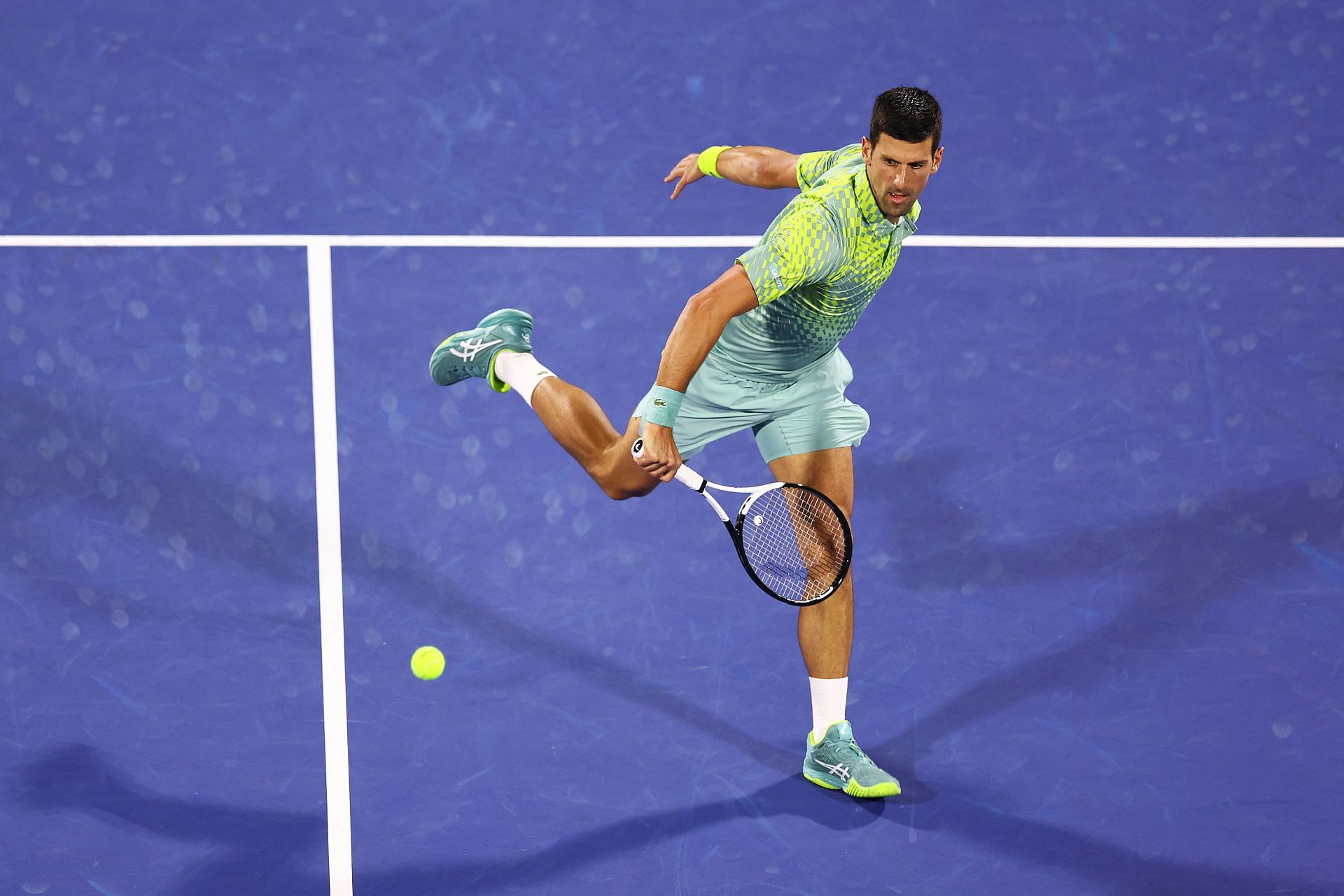 Novak Djokovic in action at the Dubai Tennis Championships