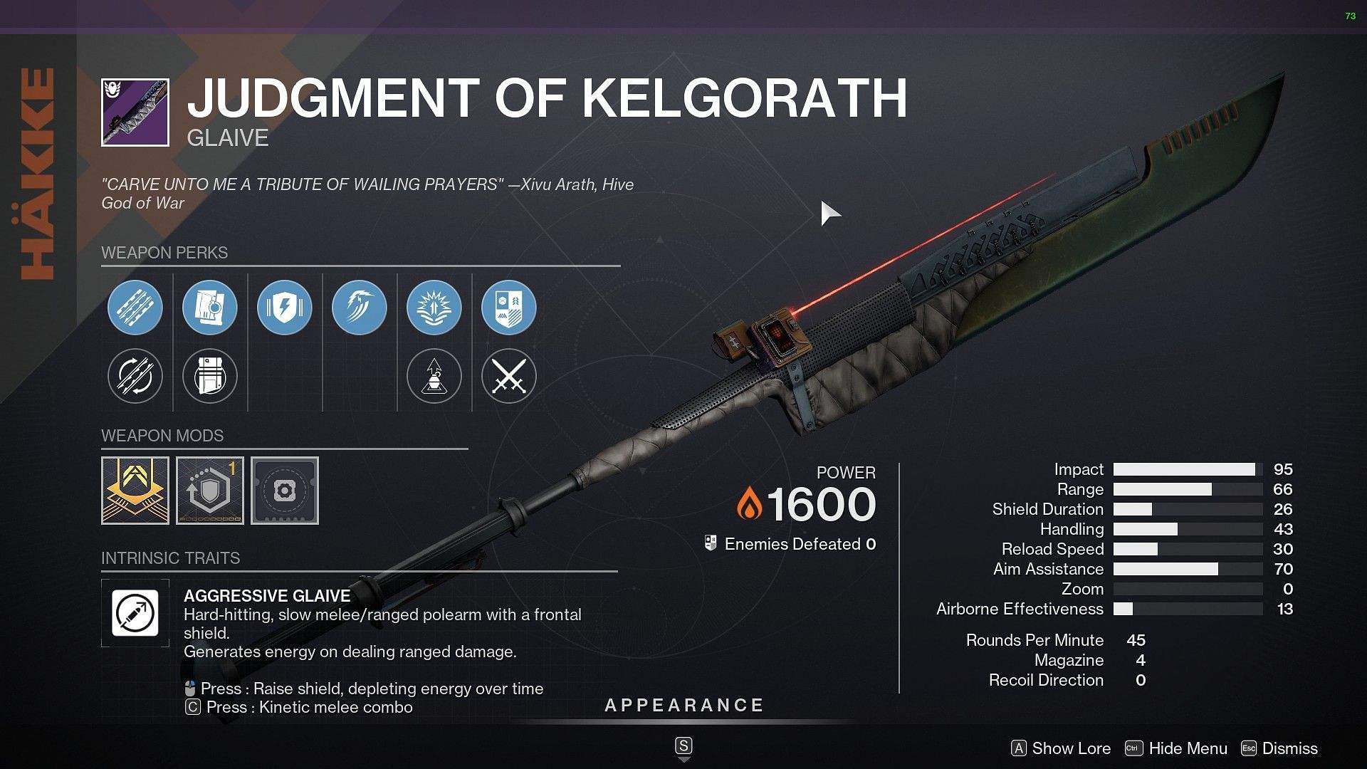 Judgment of Kelgorath Glaive (Image via Destiny 2)