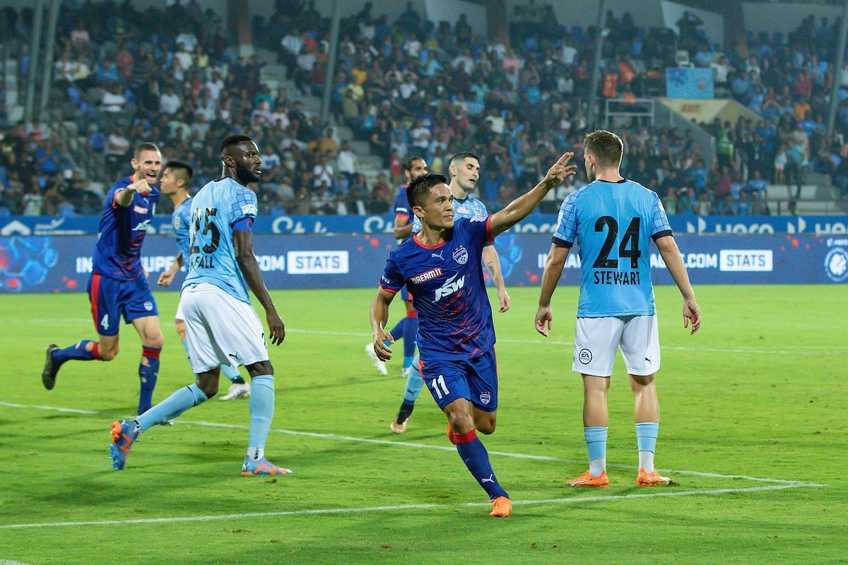 Chhetri scored the second goal of the game (Image courtesy: ISL Media)
