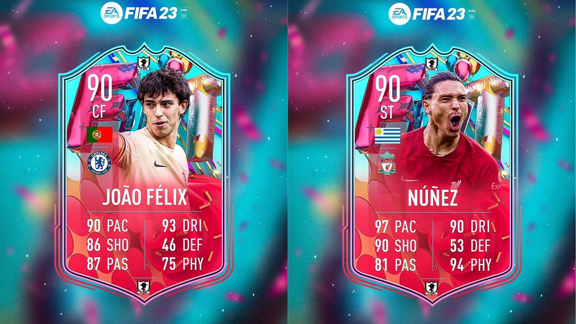 Joao Felix, Bernardo Silva, and Darwin Nunez&rsquo;s FUT Birthday cards could be amazing FIFA 23 cards (Images via Twitter/FUT Sheriff)