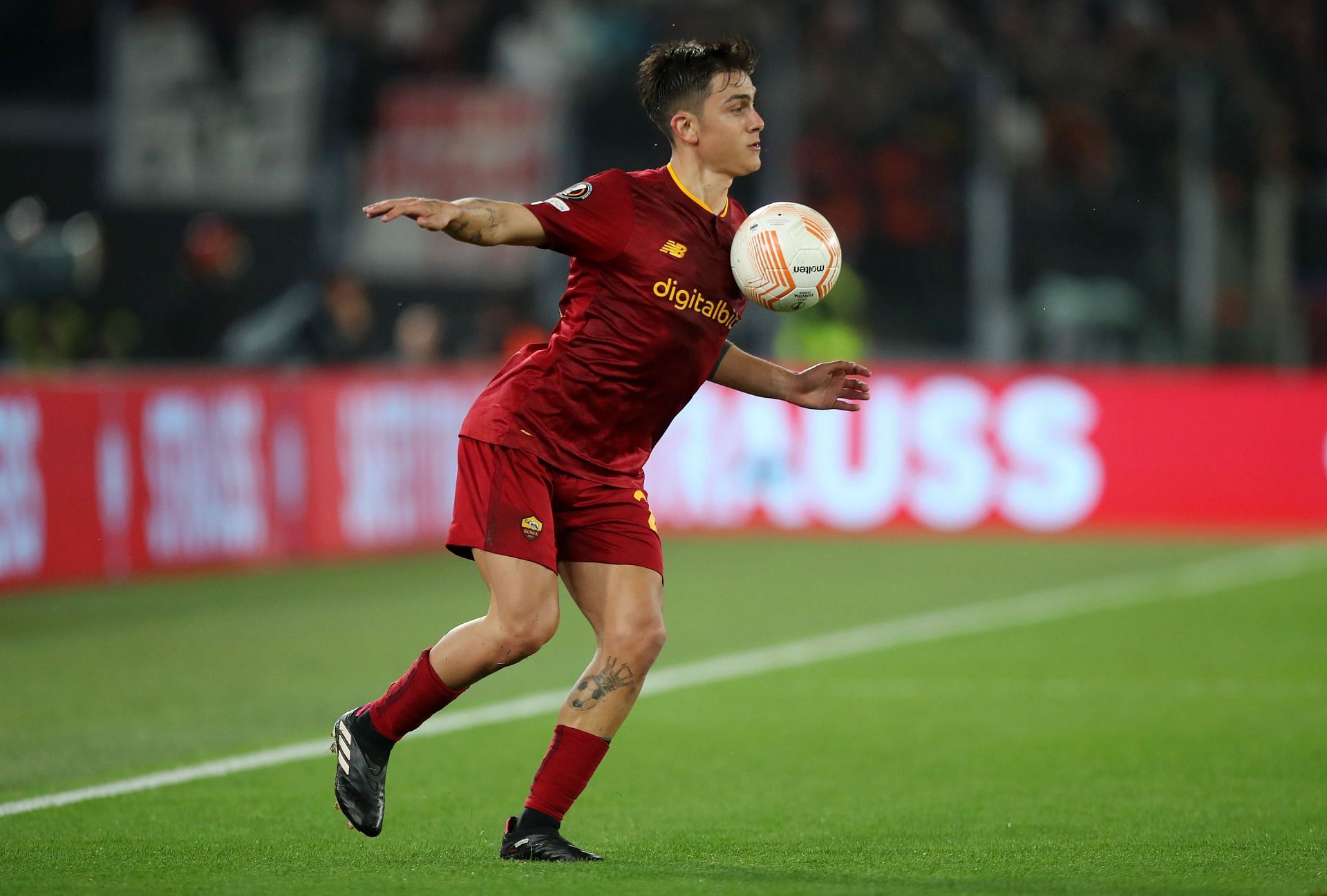 Paulo Dybala in action for AS Roma v Real Sociedad: Round of 16 Leg One - UEFA Europa League