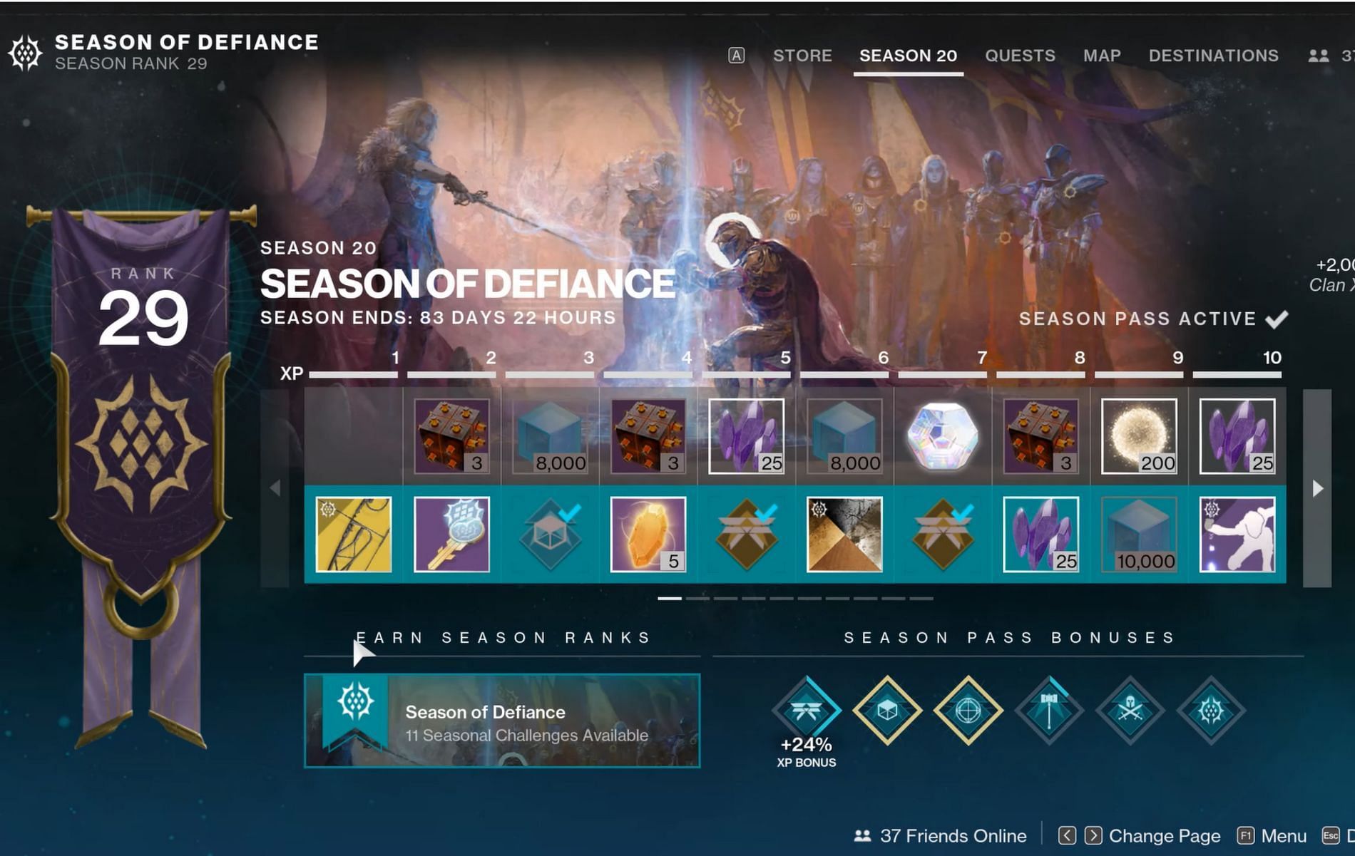 All Destiny 2 Lightfall Season of Defiance all Season Pass rewards (Image via Destiny 2)