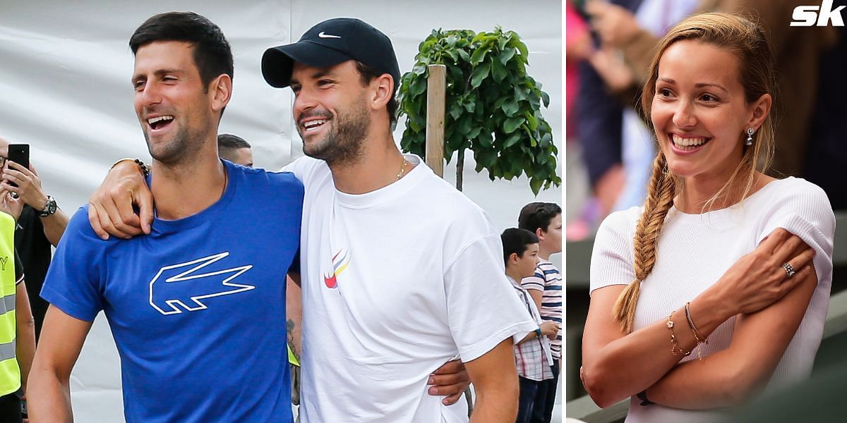 (From L-R) Novak Djokovic, Grigor Dimitrov and Jelena Djokovic 