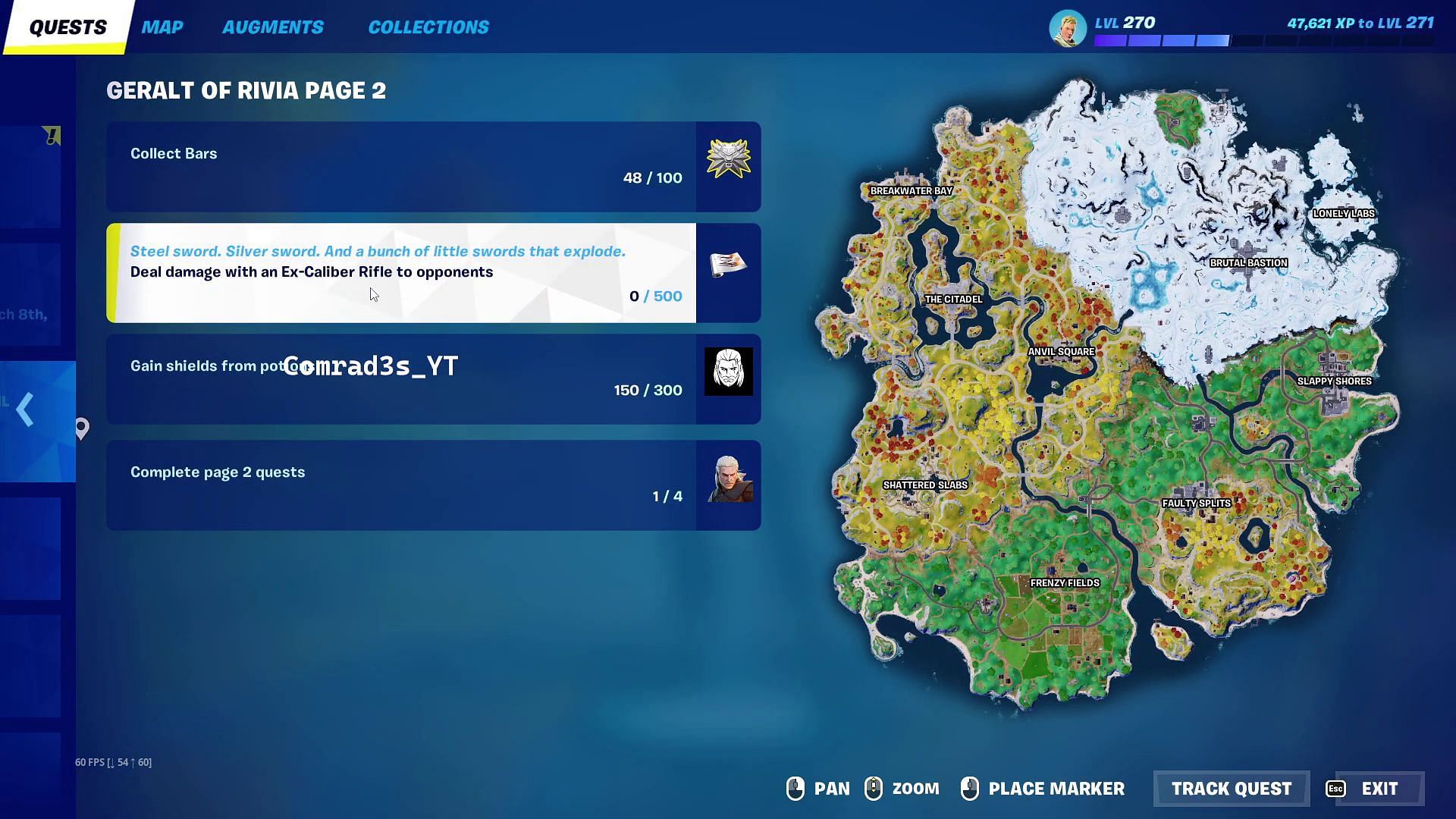 Quests Tab in Fortnite. (Image via YouTube/Comrad3s)