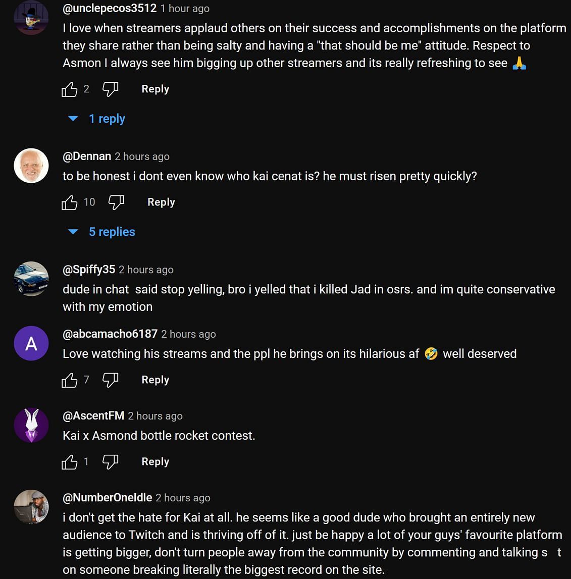 Fans in the YouTube comments section reacting to the streamer&#039;s clip (Image via Asmongold Clips/YouTube)