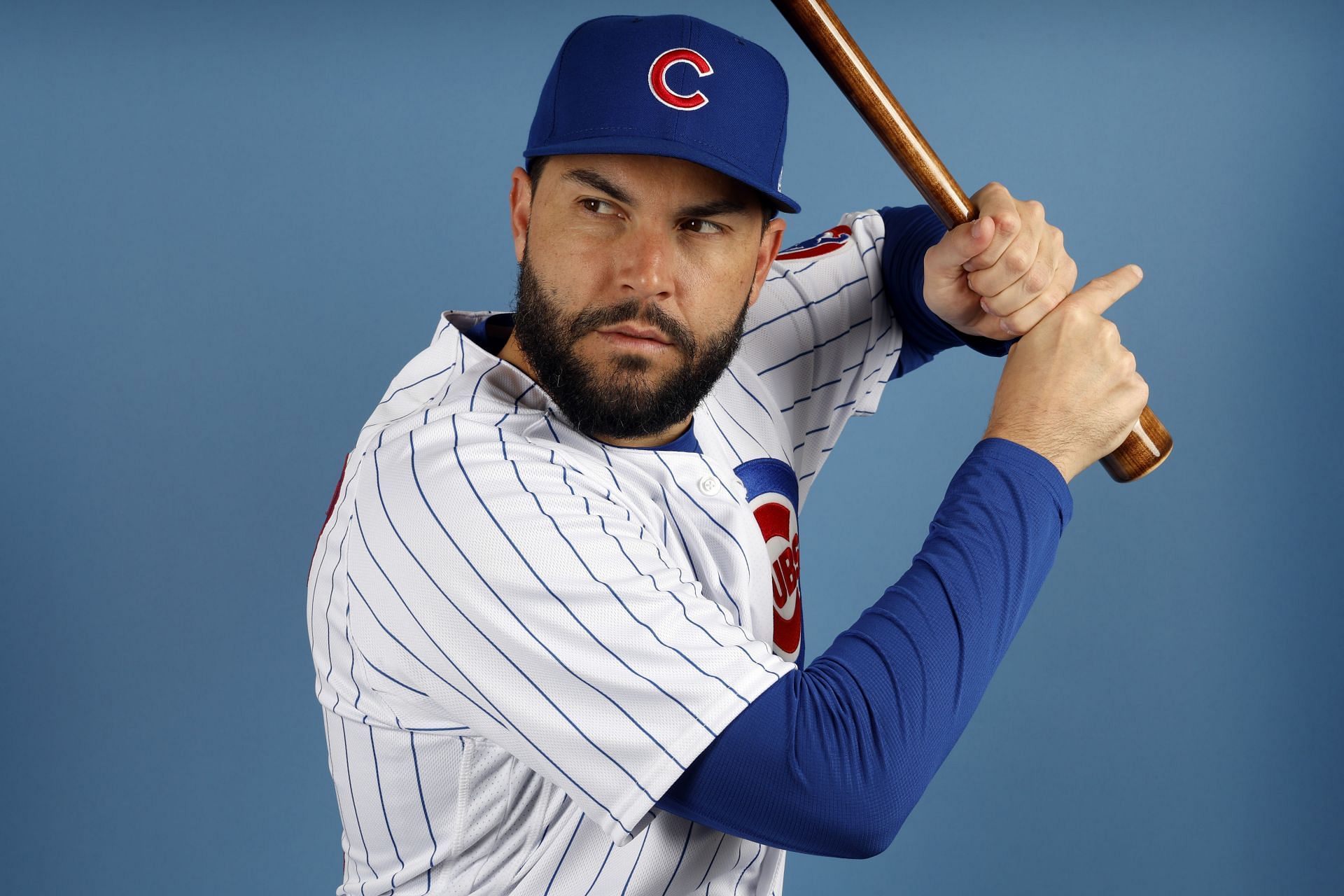 Chicago Cubs Photo Day: Eric Hosmer (51) of the Chicago Cubs poses for a portrait during photo day at Sloan Park on February 23, 2023, in Mesa, Arizona. (Photo by Chris Coduto/Getty Images)