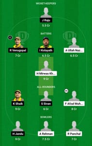 Dream11 Team for Big Easy XI vs KRM Panthers - Kuwait Challengers Cup T20.