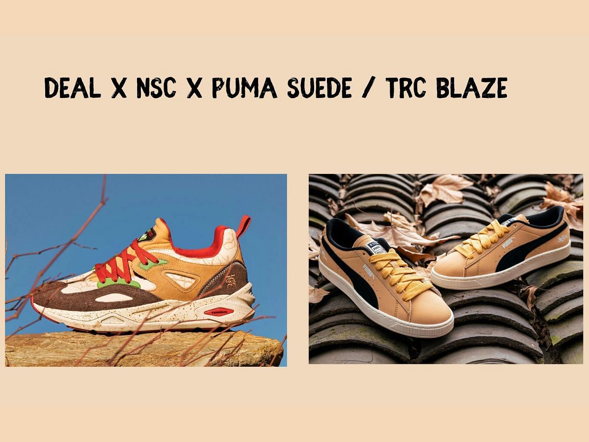 DEAL x NSC x Puma Suede and TRC Blaze shoes (Image via Twitter/@ReneeNoir2)