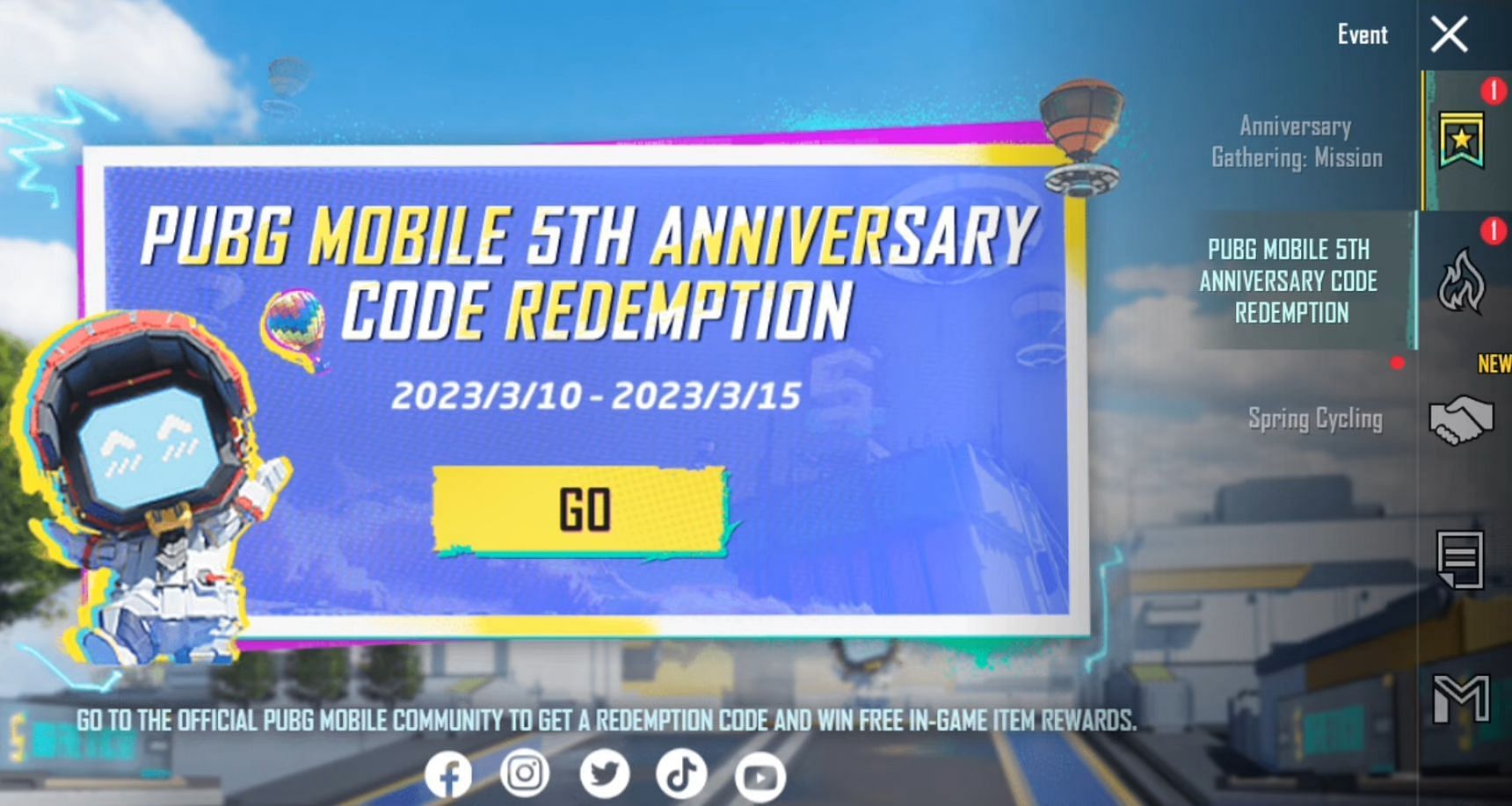 Hit the go to button to access the redemption page (Image via Tencent)