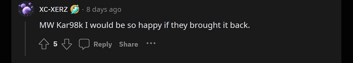 A Reddit comment from u/XC-XERZ