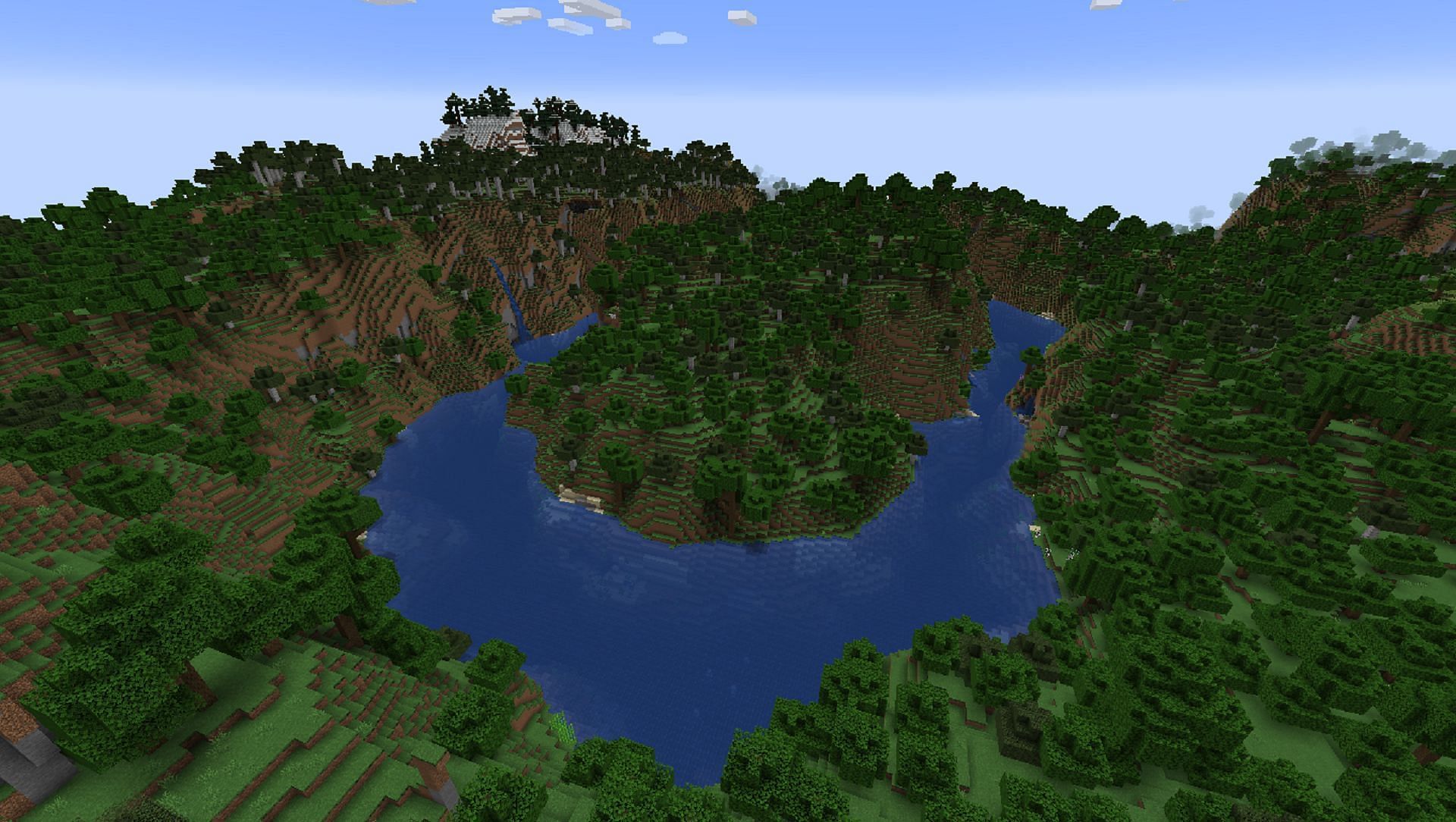 This gorgeous river valley is available for Minecraft fans right at the spawn point (Image via Mojang)