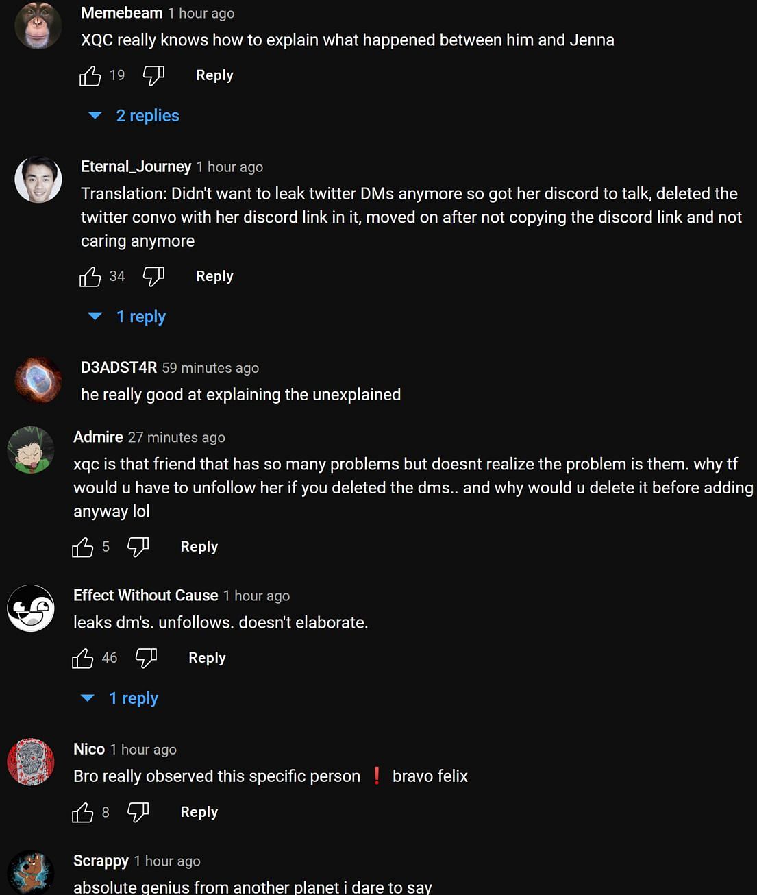 Fans in the YouTube comments section reacting to the streamer&#039;s explanation (Image via xQc Clips/YouTube)