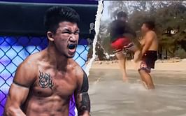 WATCH: Not even a beach trip can keep Rodtang Jitmuangnon and his wife from working out