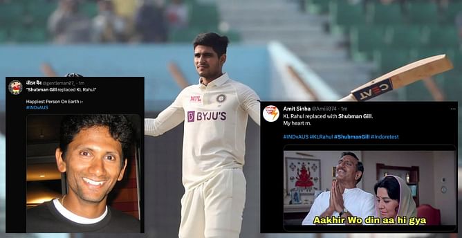 "Finally justice served" - Fans react as Shubman Gill replaces KL Rahul in India's playing XI for 3rd Test vs Australia