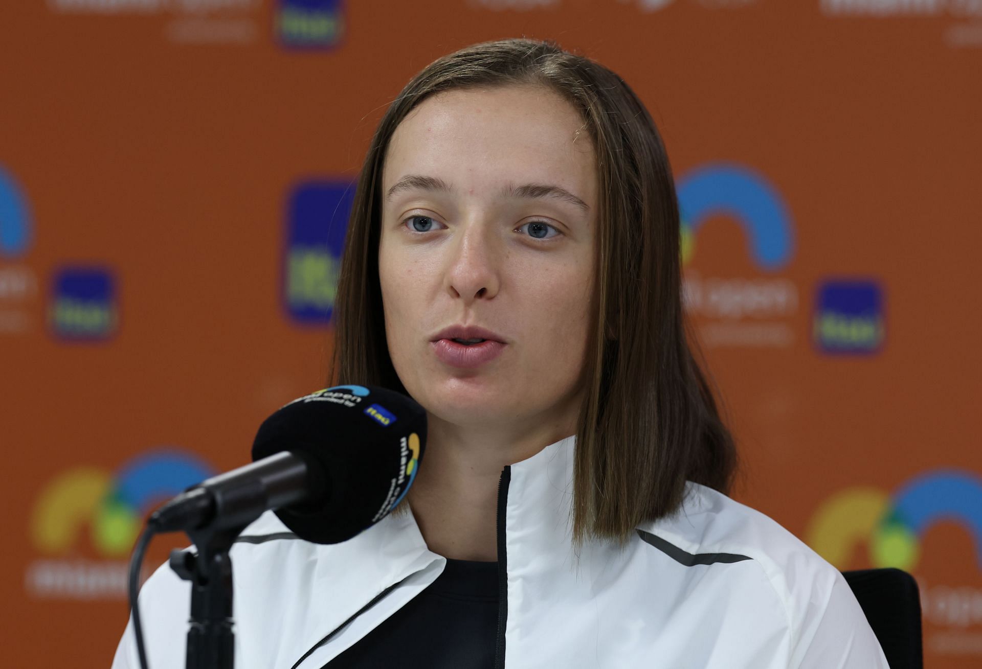 Iga Swiatek speaking following her withdrawal from the Miami Open