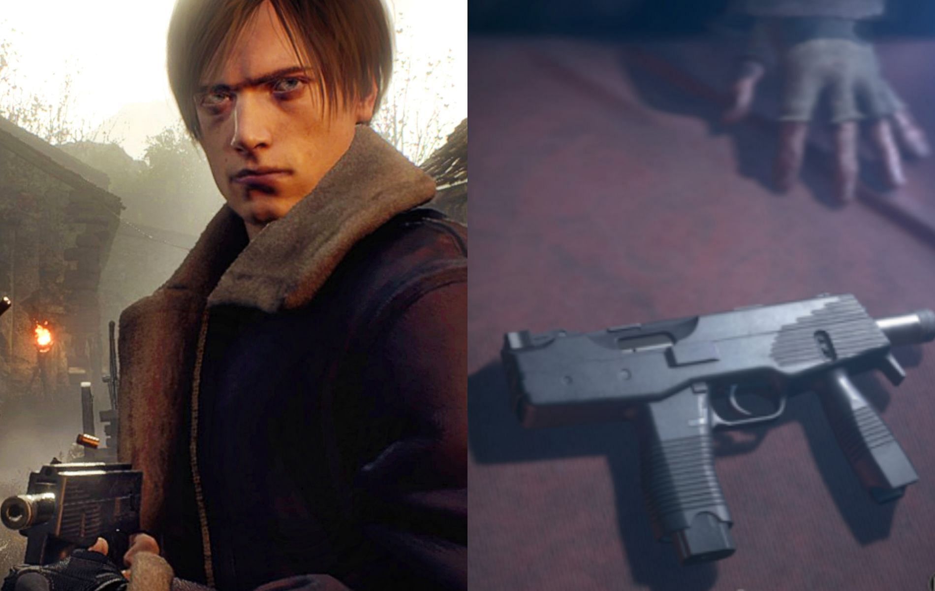 The TMP is on o teh eariest encountered weapons in Reoident Evil 4 remake (Images via Capcom)