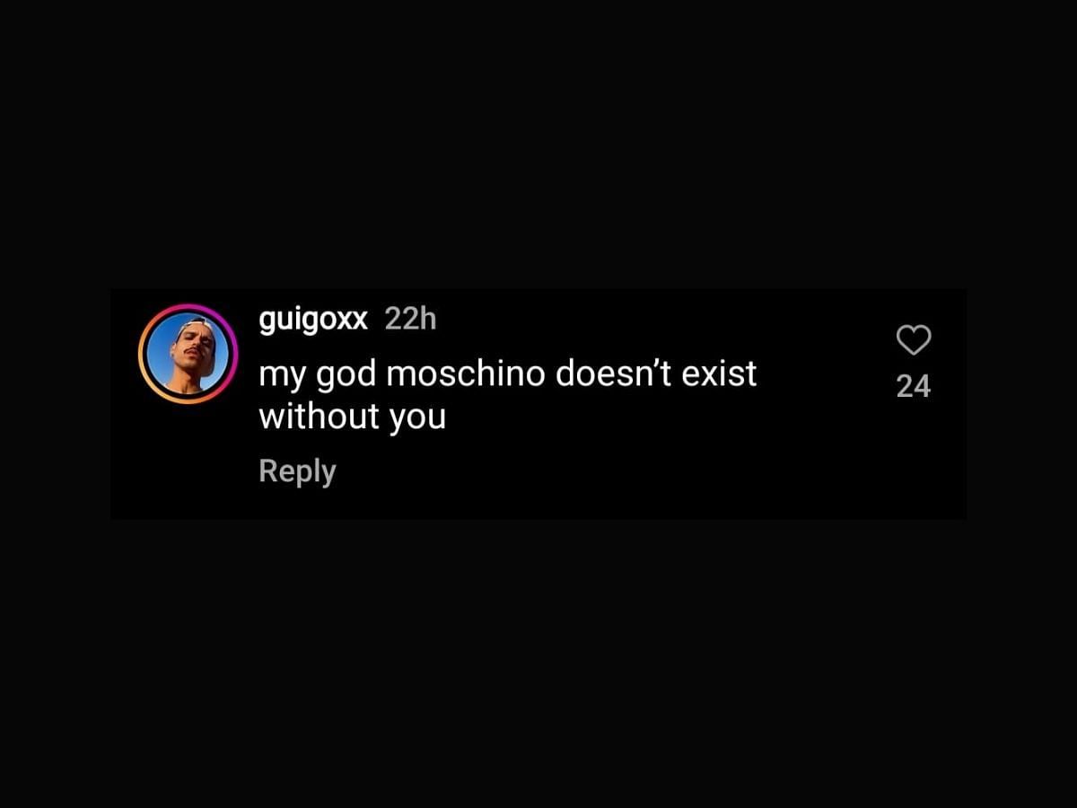 @guigoxx commented &quot;my god Moschino doesn&#039;t exist without you&quot; on Instagram (Image via @jeremyscott / Instagram)