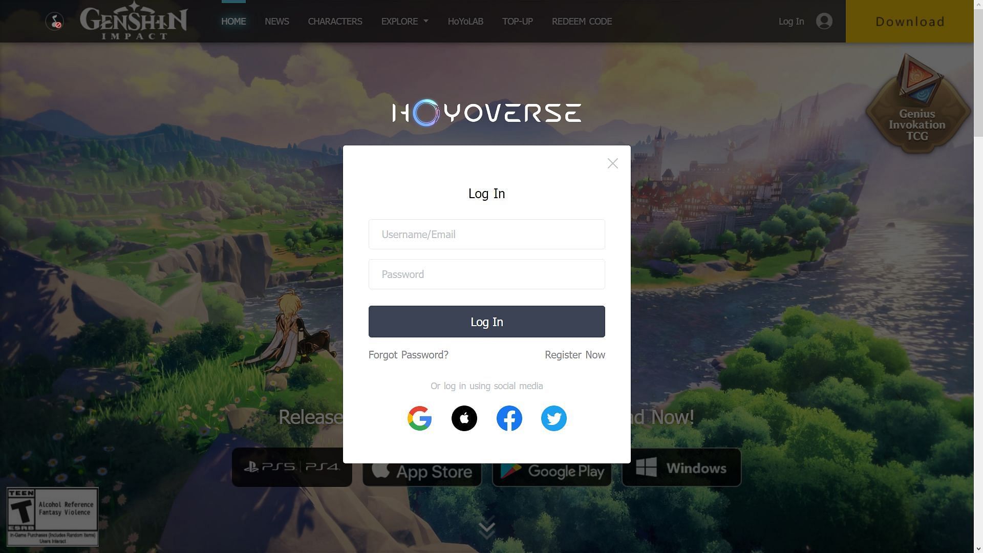 You will need a HoYoverse account (Image via HoYoverse)
