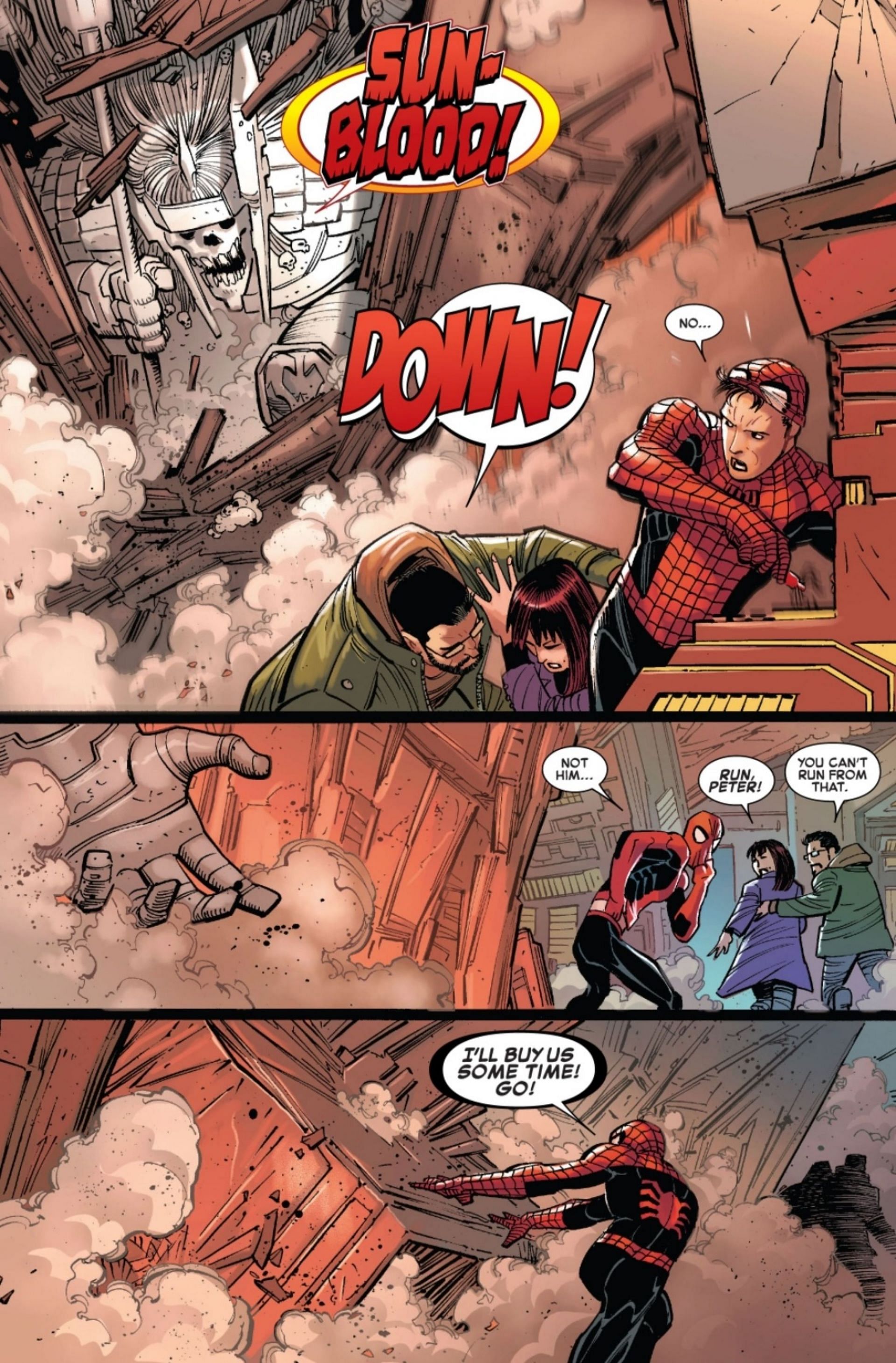 The crew being attacked by Wayeb (Image via Marvel Comics)