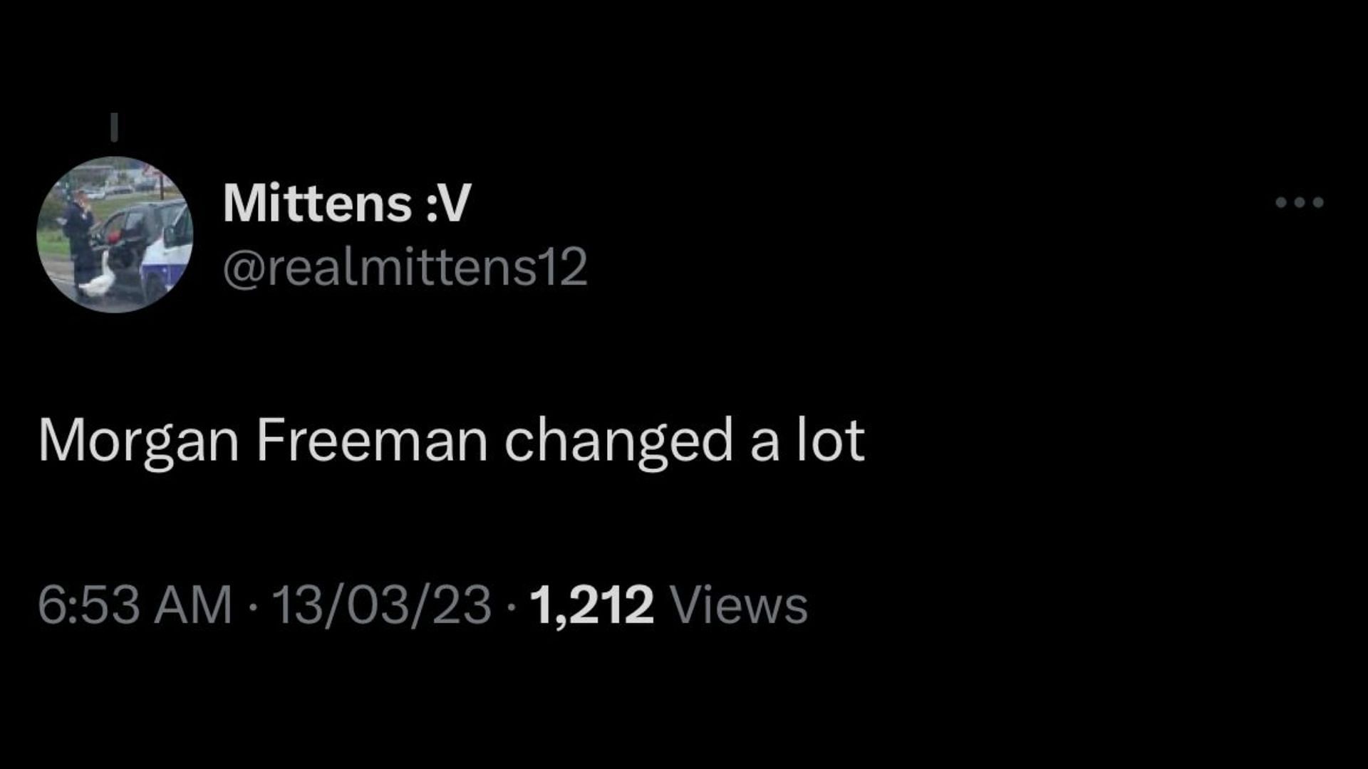 Screenshot of a Twitter user&#039;s comment remarking on Freeman&#039;s new look.