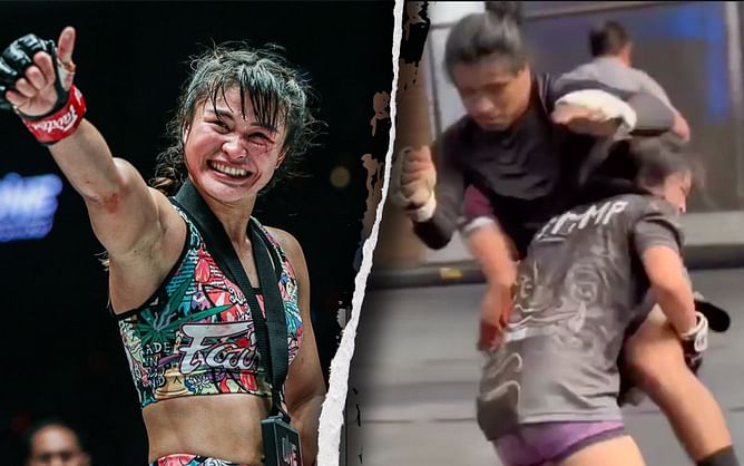 Stamp Fairtex makes her friend regret picking a girl for a sparring partner