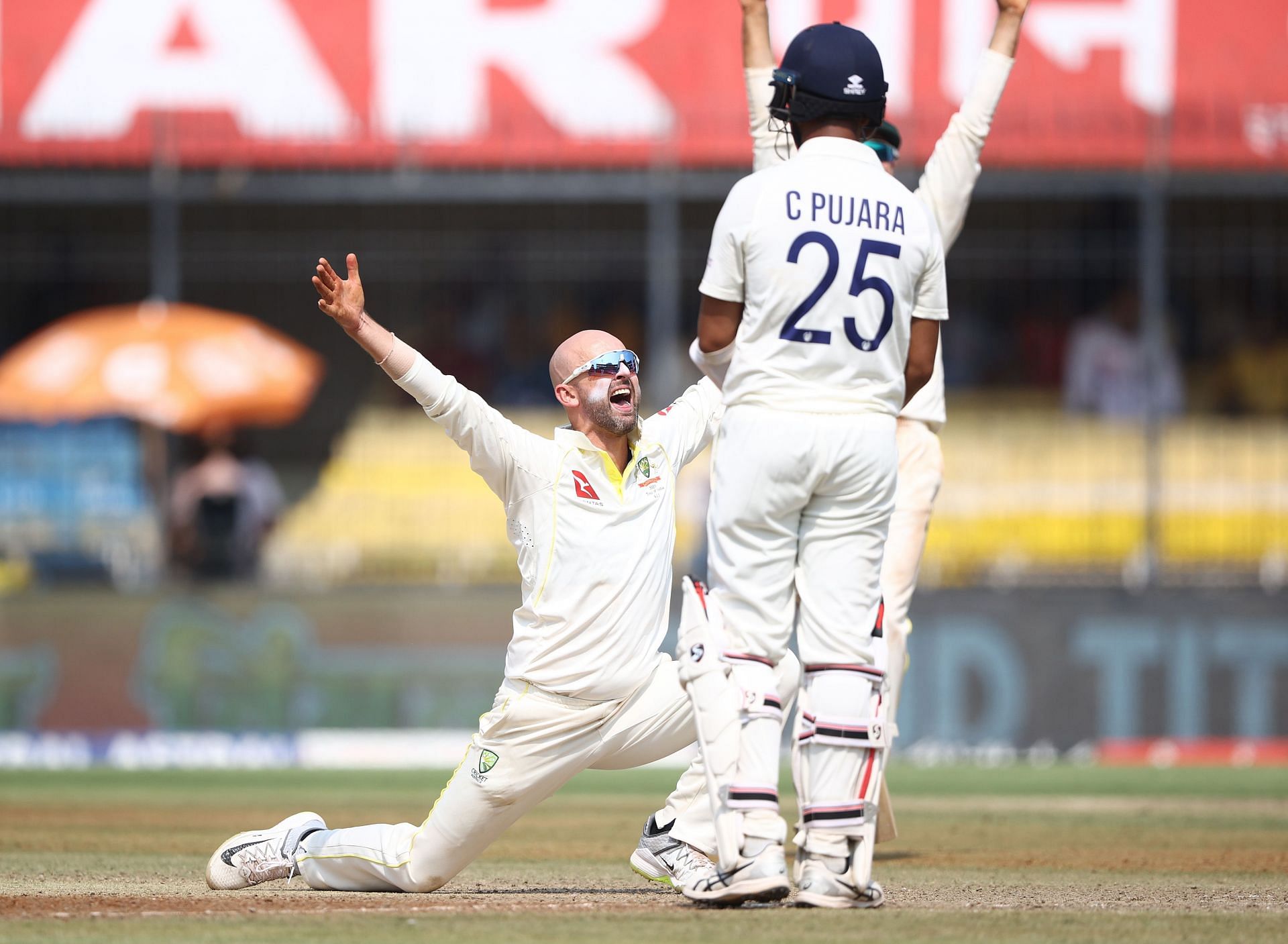 Nathan Lyon appeals. (Credits: Getty)