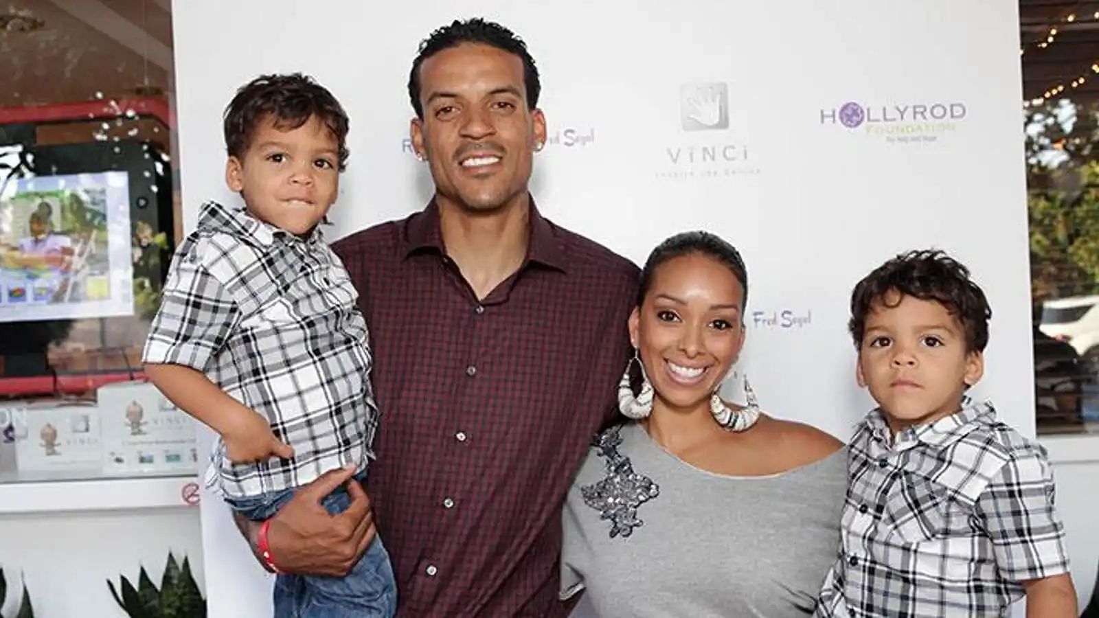 Matt Barnes and Gloria Govan with their twin sons Carter and Isaiah.